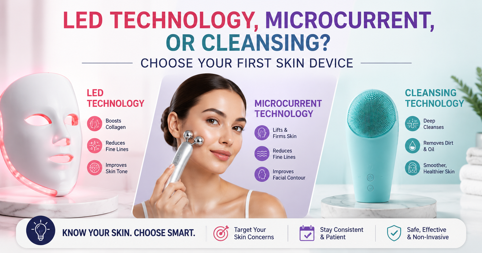 LED Technology, Microcurrent, or Cleansing? Choose Your First Skin Device