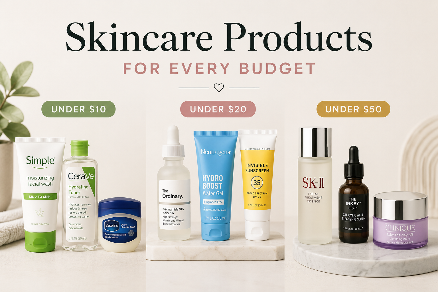Skincare Products for Every Budget: Best Picks Under $10, $20, and $50